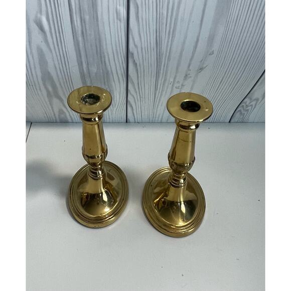 VTG Set of 2 Gallery Original Solid Brass Candlesticks 7 in - Picture 1 of 7
